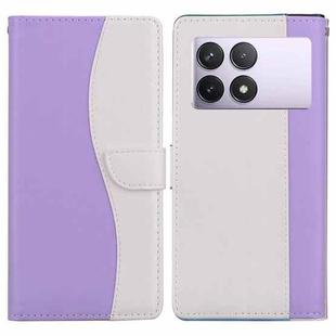 For Redmi K70E / Poco X6 Pro Embossed Two-Color Leather Phone Case(Purple White)