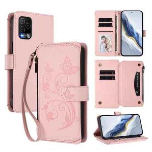 For BLU View 5 Pro Butterfly Love Flower Multi-card Zipper Wallet Leather Phone Case(Pink)