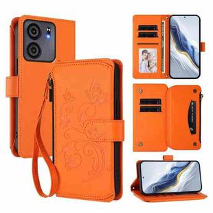 For BLU View 5 Butterfly Love Flower Multi-card Zipper Wallet Leather Phone Case(Orange)