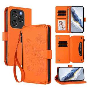 For Coolpad X100 Butterfly Love Flower Multi-card Zipper Wallet Leather Phone Case(Orange)