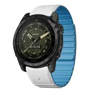 For Garmin 22mm xDfind Two Color Silicone Magnetic Watch Band(White Blue)