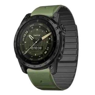 For Garmin 22mm xDfind Two Color Silicone Magnetic Watch Band(Black Green)