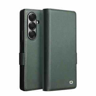 For Samsung Galaxy Z Fold7 5G QIALINO Classics 3rd Genuine Leather Phone Case(Cyan)