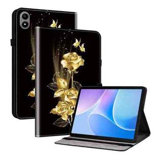 For Infinix Xpad 20 Crystal Texture Painted Leather Tablet Case(Gold Butterfly Rose)
