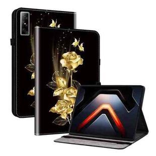 For Infinix Xpad GT Crystal Texture Painted Leather Tablet Case(Gold Butterfly Rose)