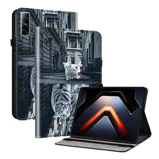 For Infinix Xpad GT Crystal Texture Painted Leather Tablet Case(Cat Reflection Tiger)
