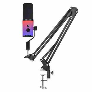 XTUGA ZX-777 XLR / USB-C Dynamic Microphone RGB Light Noise Reduction for Live, Model:Long Arm Bracket(Black)