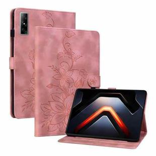For Infinix Xpad GT Lily Embossed Leather Tablet Case(Pink)