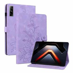 For Infinix Xpad GT Lily Embossed Leather Tablet Case(Purple)