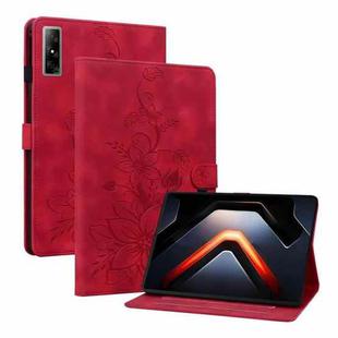 For Infinix Xpad GT Lily Embossed Leather Tablet Case(Red)
