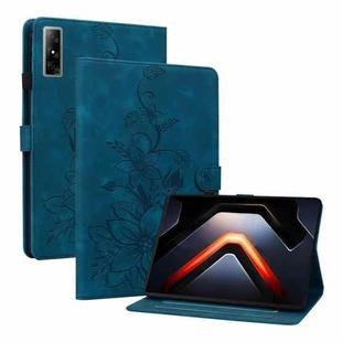 For Infinix Xpad GT Lily Embossed Leather Tablet Case(Dark Blue)