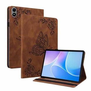For Infinix Xpad 20 Butterfly Flower Embossed Leather Tablet Case(Brown)