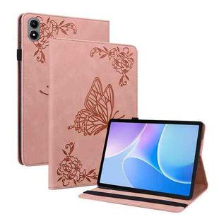 For Infinix Xpad 20 Butterfly Flower Embossed Leather Tablet Case(Rose Gold)