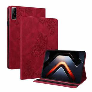 For Infinix Xpad GT Butterfly Flower Embossed Leather Tablet Case(Red)