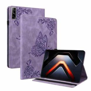 For Infinix Xpad GT Butterfly Flower Embossed Leather Tablet Case(Purple)