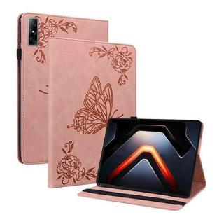 For Infinix Xpad GT Butterfly Flower Embossed Leather Tablet Case(Rose Gold)