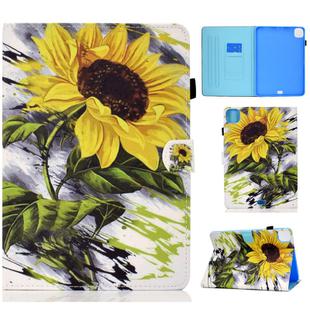 For iPad Air 2022 / 2020 10.9 Colored Drawing Pattern Horizontal Flip PU Leather Case with Holder & Card Slot & Anti-skid Strip(Sunflower)