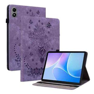 For Infinix Xpad 20 Butterfly Rose Embossed Leather Tablet Case(Purple)