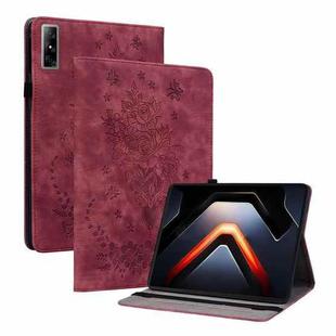 For Infinix Xpad GT Butterfly Rose Embossed Leather Tablet Case(Red)