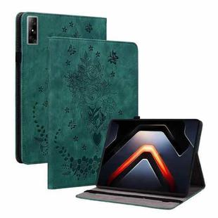 For Infinix Xpad GT Butterfly Rose Embossed Leather Tablet Case(Green)