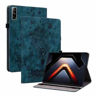 For Infinix Xpad GT Butterfly Rose Embossed Leather Tablet Case(Dark Blue)