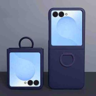 For Samsung Galaxy Z Flip7 5G Large Window Ring Holder Skin Feel PC Phone Case(Dark Blue)