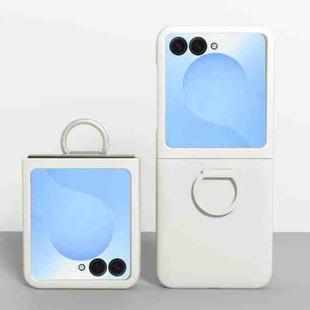 For Samsung Galaxy Z Flip7 5G Large Window Ring Holder Skin Feel PC Phone Case(White)