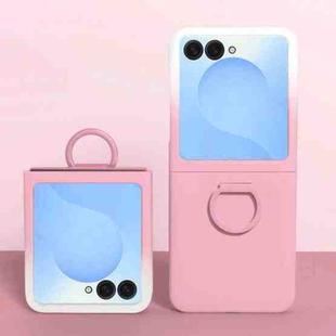 For Samsung Galaxy Z Flip7 5G Large Window Ring Holder Skin Feel PC Phone Case(Gradient Pink)