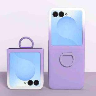 For Samsung Galaxy Z Flip7 5G Large Window Ring Holder Skin Feel PC Phone Case(Gradient Purple)