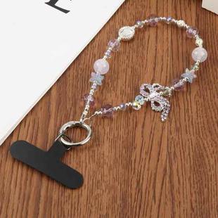 Alloy Butterfly Bead Chain Phone Anti-lost Short Lanyard(Purple)