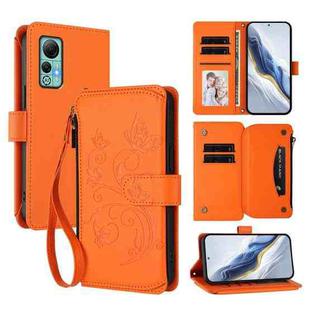 For Ulefone Note 14 Butterfly Love Flower Multi-card Zipper Wallet Leather Phone Case(Orange)