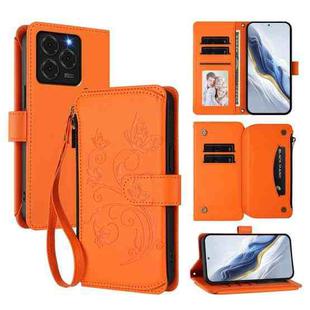 For Ulefone Note 20 Pro Butterfly Love Flower Multi-card Zipper Wallet Leather Phone Case(Orange)
