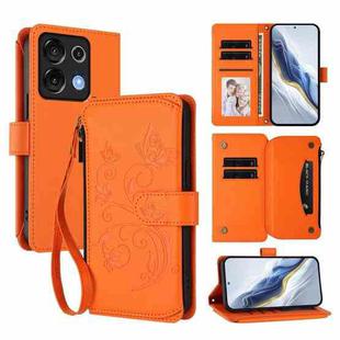 For Umidigi G9 5G Butterfly Love Flower Multi-card Zipper Wallet Leather Phone Case(Orange)