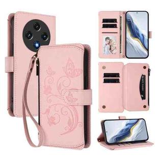 For Umidigi G100 Butterfly Love Flower Multi-card Zipper Wallet Leather Phone Case(Pink)