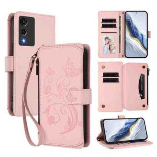 For Cubot A10 Butterfly Love Flower Multi-card Zipper Wallet Leather Phone Case(Pink)