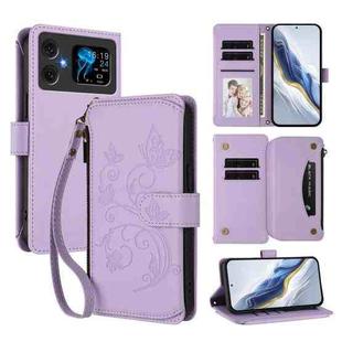 For Cubot A20 Butterfly Love Flower Multi-card Zipper Wallet Leather Phone Case(Light Purple)
