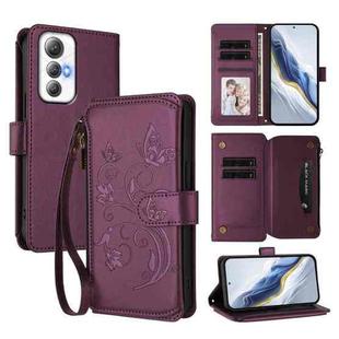 For Cubot Max 5 Butterfly Love Flower Multi-card Zipper Wallet Leather Phone Case(Dark Purple)