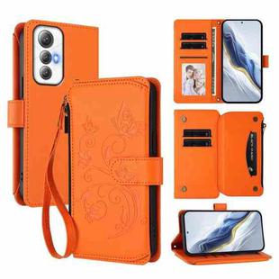 For Cubot Max 5 Butterfly Love Flower Multi-card Zipper Wallet Leather Phone Case(Orange)