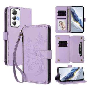 For Cubot Max 5 Butterfly Love Flower Multi-card Zipper Wallet Leather Phone Case(Light Purple)