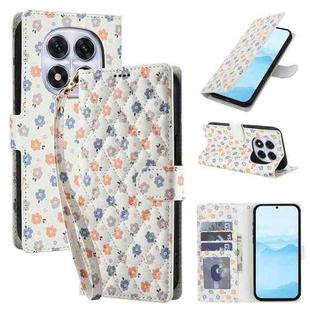 For Redmi Note 14 Pro 4G Flower Pattern Buckle Leather Phone Case with Lanyard(Florals)