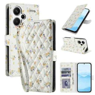 For Redmi Note 13 Pro+ Flower Pattern Buckle Leather Phone Case with Lanyard(Yellow Flowers)