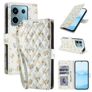 For Redmi Note 13 Pro 5G Flower Pattern Buckle Leather Phone Case with Lanyard(Yellow Flowers)