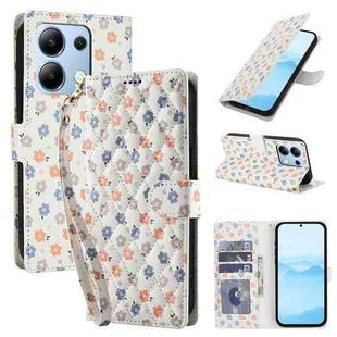 For Redmi Note 13 4G Flower Pattern Buckle Leather Phone Case with Lanyard(Florals)