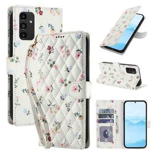 For Samsung Galaxy A13 4G / 5G / A04 4G / A04s Flower Pattern Buckle Leather Phone Case with Lanyard(Pink Flowers)
