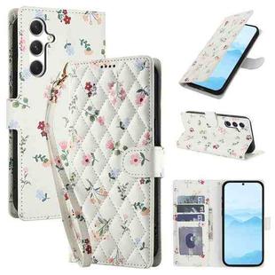 For Samsung Galaxy A15 4G / 5G Flower Pattern Buckle Leather Phone Case with Lanyard(Pink Flowers)