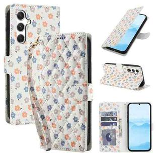 For Samsung Galaxy A34 5G Flower Pattern Buckle Leather Phone Case with Lanyard(Florals)