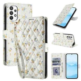 For Samsung Galaxy A53 5G Flower Pattern Buckle Leather Phone Case with Lanyard(Yellow Flowers)