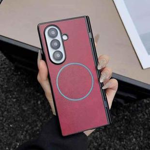 For Samsung Galaxy Z Fold7 Folding Shaft Magsafe Crazy Horse Texture Leather Phone Case(Red)