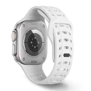 For Apple Watch 46mm / 49mm / 45mm / 44mm Shark Texture Holes Silicone Watch Band(White)