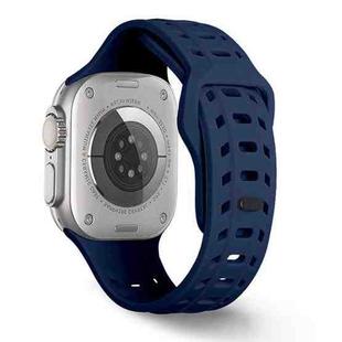 For Apple Watch 46mm / 49mm / 45mm / 44mm Shark Texture Holes Silicone Watch Band(Midnight Blue)
